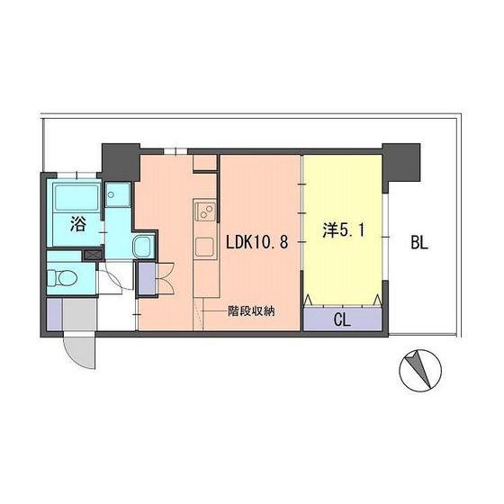 F・GRANDMARK天神(1LDK/14階)の間取り写真
