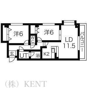 ミレニアム西野(2LDK/3階)の間取り写真