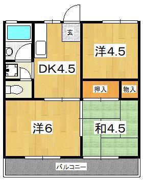 メゾン岩原(3DK/2階)の間取り写真