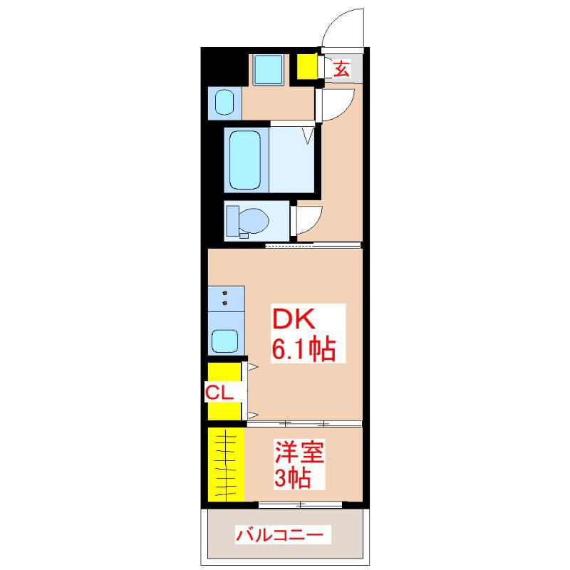 LAKI-ALA(1DK/5階)の間取り写真