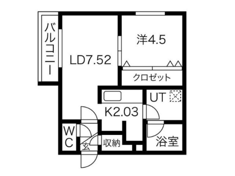 エルシエロ平岸(1LDK/3階)の間取り写真