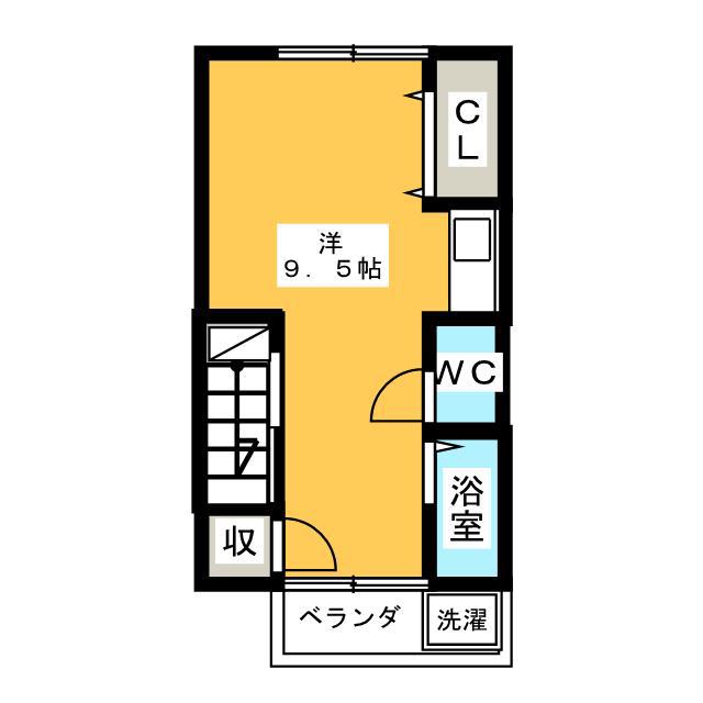 フラワー紫(ワンルーム/2階)の間取り写真