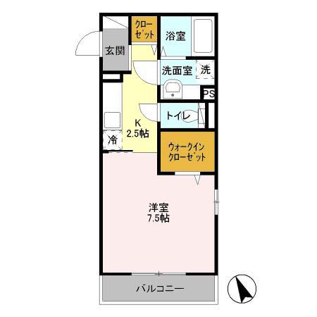 SPATIUM(1K/2階)の間取り写真