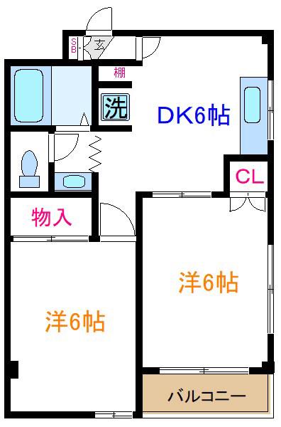 ハイクレスト海老原NO3(2DK/3階)の間取り写真