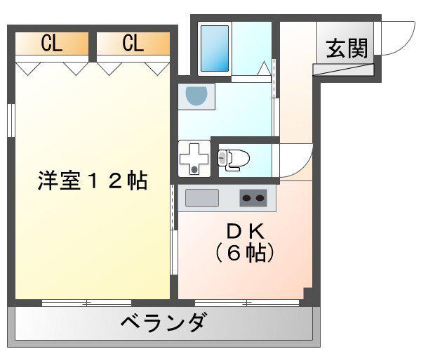 グランドシティ西宮I(1DK/3階)の間取り写真