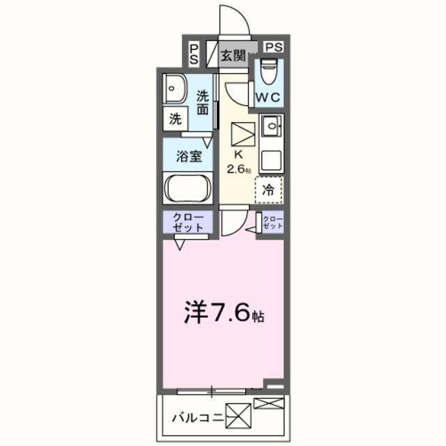 レッドパイン(1K/1階)の間取り写真