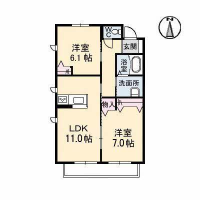 グランマスト福浜A棟(2LDK/1階)の間取り写真