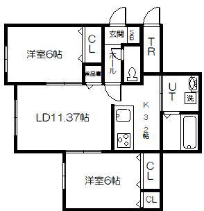 Dアザラシ(2LDK/1階)の間取り写真