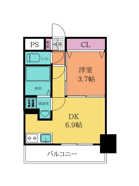 NO.63 ORIENT CAPITAL TOWER(1DK/11階)の間取り写真