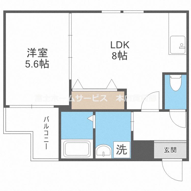 フジパレス沢ノ町(1LDK/3階)の間取り写真