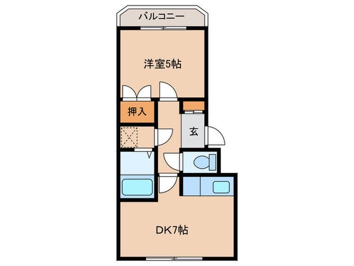 リバティー西町(1DK/3階)の間取り写真