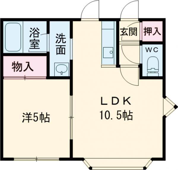 ロジェ明徳(1LDK/2階)の間取り写真