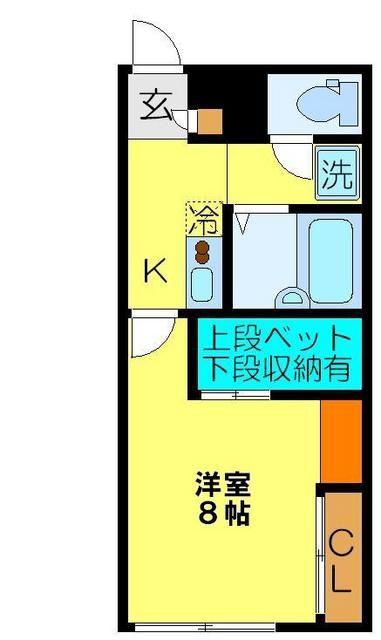 レオパレスパームスルーム(1K/2階)の間取り写真