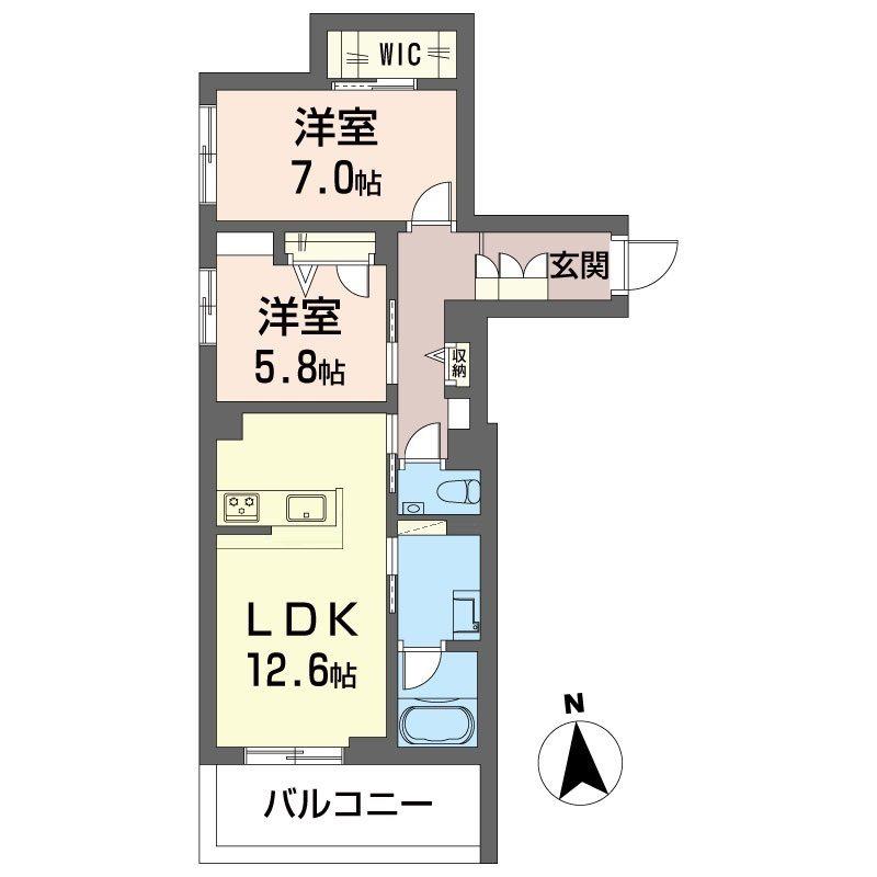フォンテーヌ べレオ(2LDK/3階)の間取り写真