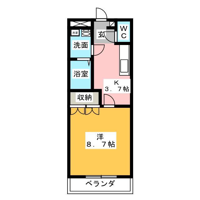 近鉄鈴鹿線 三日市駅 徒歩7分 2階建 築20年(1K/1階)の間取り写真