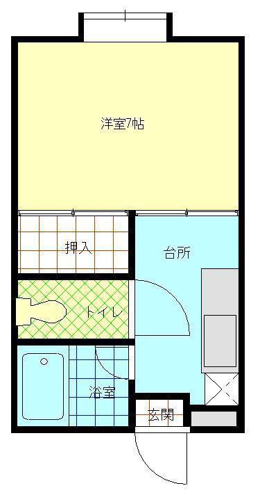 ヴィラージュU わかば(1K/2階)の間取り写真