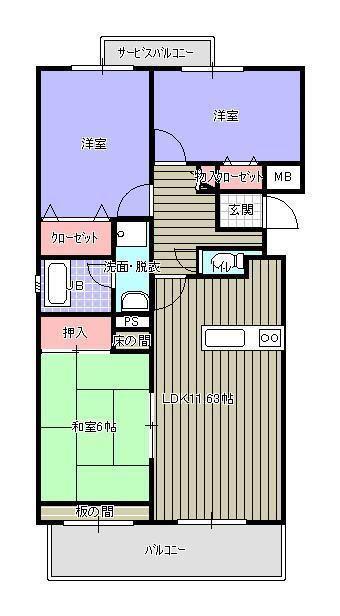 ツインピアA棟(3LDK/2階)の間取り写真