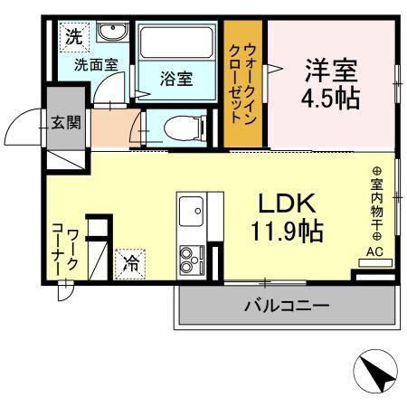 リビエールII(1LDK/2階)の間取り写真