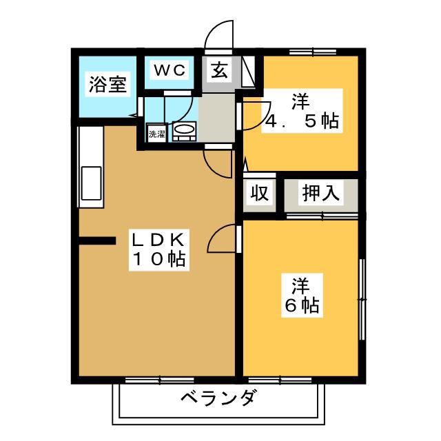 サンライフ森(2LDK/1階)の間取り写真