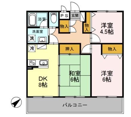 フォレストジョウエイ(3DK/2階)の間取り写真