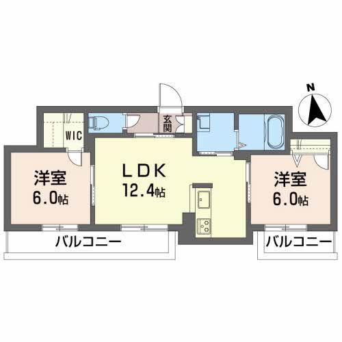 プレミアス マンション(2LDK/2階)の間取り写真