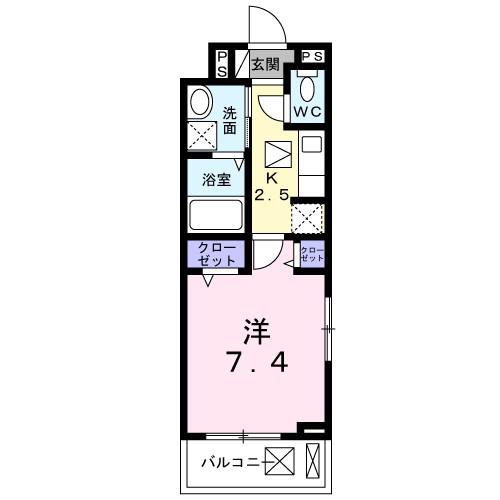カレント(1K/1階)の間取り写真