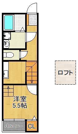 ケイ・エスパシオ曽根(1K/1階)の間取り写真