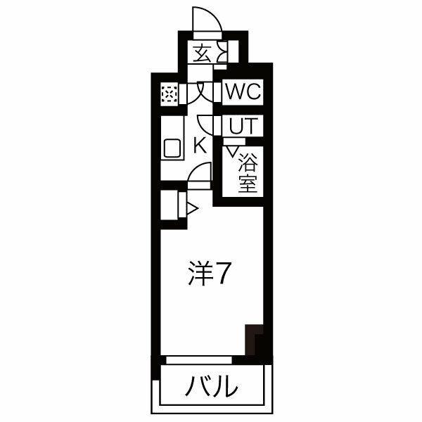 ファーストフィオーレ谷町六丁目フェリシア(1K/2階)の間取り写真