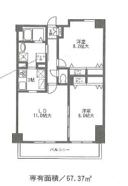 カーロヴィレッタカサイ(2LDK/4階)の間取り写真