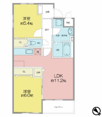 セカンドステージZERO(2LDK/3階)の間取り写真