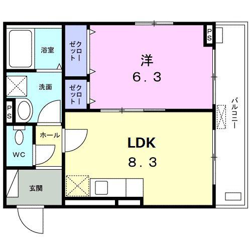 ラ フォレスタ ソレ(1LDK/2階)の間取り写真