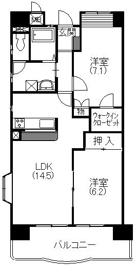 クオーリ(2LDK/2階)の間取り写真