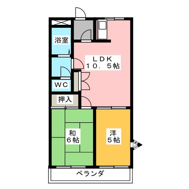 サンタプレイス(2LDK/2階)の間取り写真