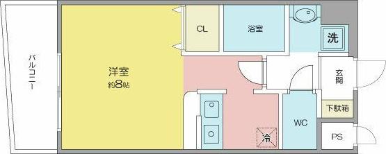 ラシュレ筒井(ワンルーム/2階)の間取り写真