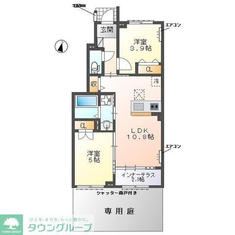 ヴァンベール(2LDK/1階)の間取り写真