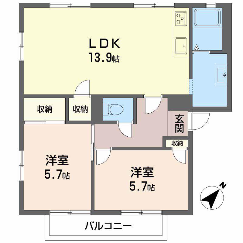 クリーン中野東(2LDK/2階)の間取り写真