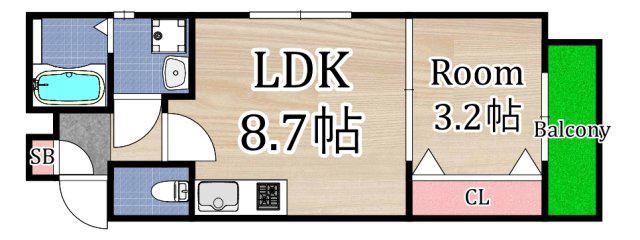 ル・レーヴ今津サウス(1LDK/1階)の間取り写真