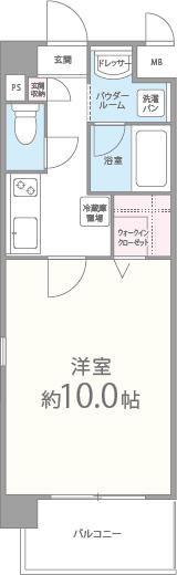 フランディル オーラ(1K/1階)の間取り写真