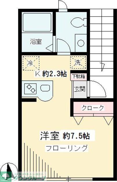 デザインコート赤堤(ワンルーム/2階)の間取り写真