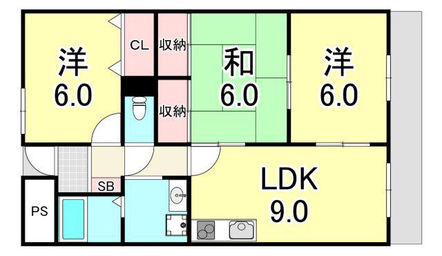 エクウス佃(3LDK/4階)の間取り写真