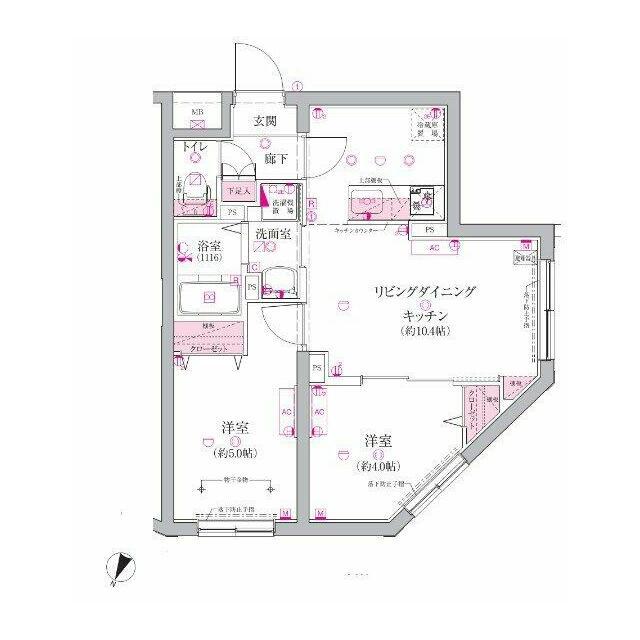 ベルシードステアー目黒碑文谷 部屋番号501(2LDK/5階)の間取り写真
