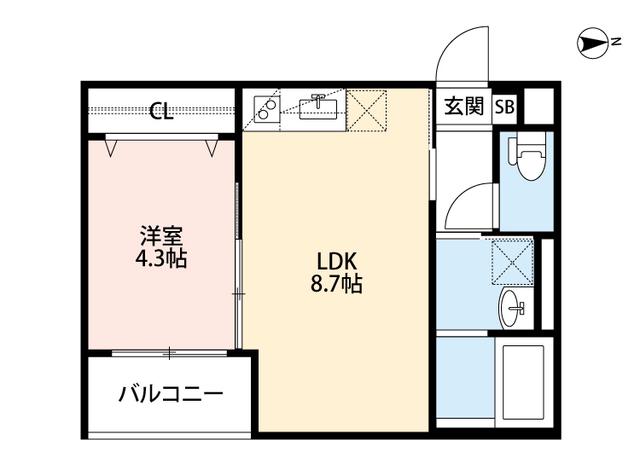 APS01(1LDK/1階)の間取り写真
