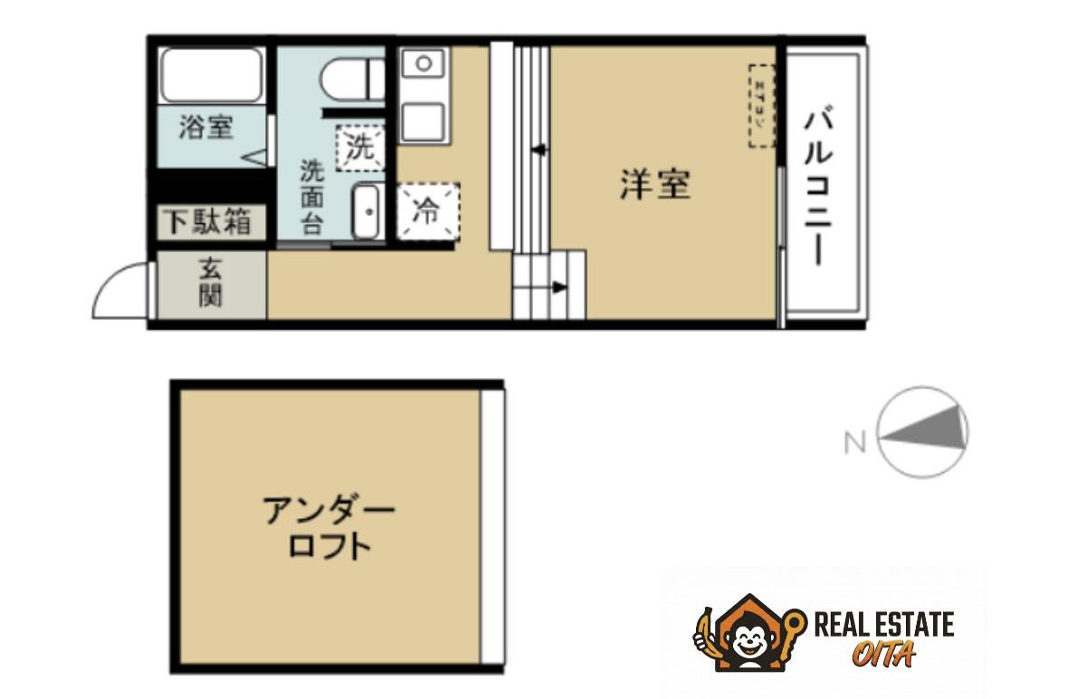 REGINA南大分駅前(1K/2階)の間取り写真