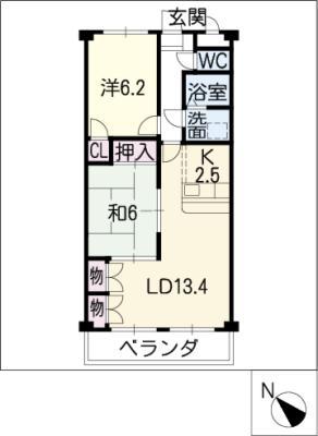 クリアパレス VIII(2LDK/2階)の間取り写真