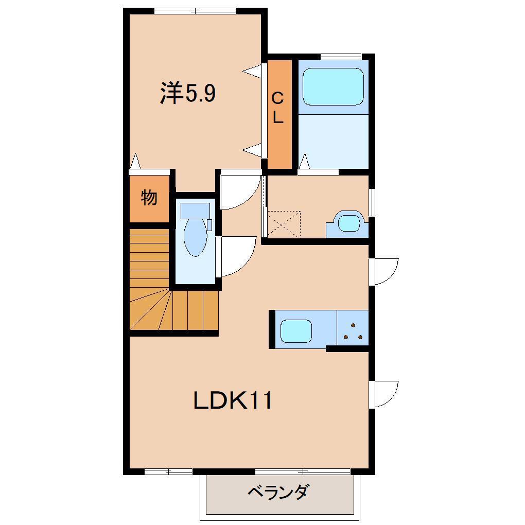 ノルテII(1LDK/2階)の間取り写真