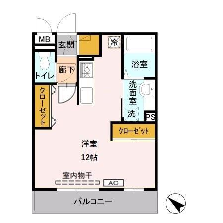 Iヴィレッジウエスト(ワンルーム/3階)の間取り写真