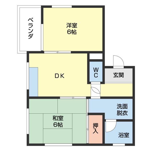 コーポ奥出(2DK/2階)の間取り写真