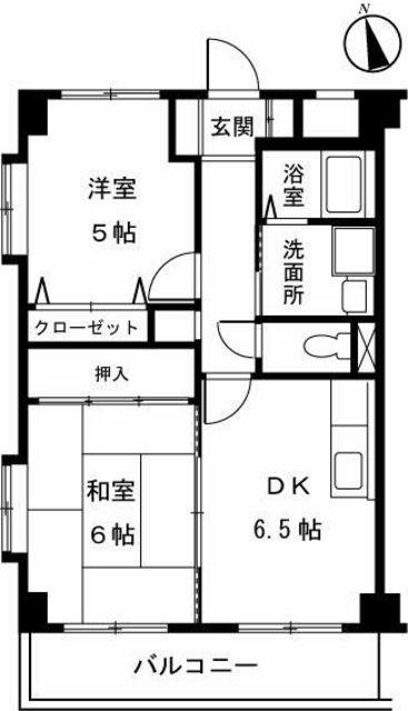 アーバンクレールソシア(2DK/3階)の間取り写真