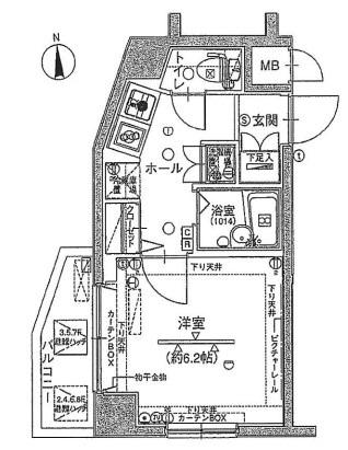ドルチェ東京池上弐番館(1K/2階)の間取り写真