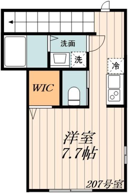デュオメゾン千歳船橋(1K/2階)の間取り写真